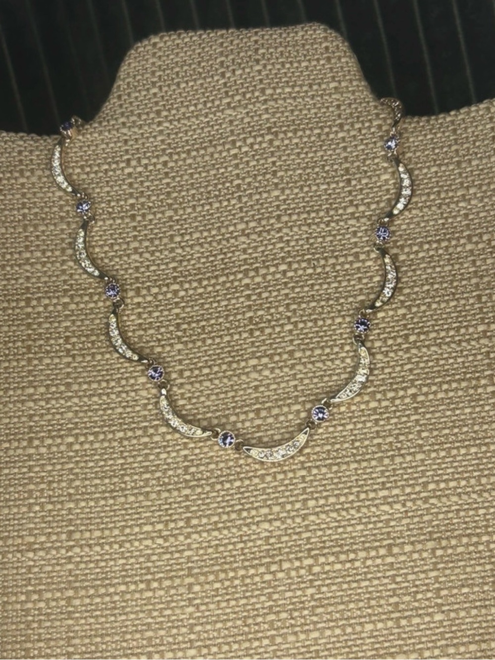 Napier Silver-Tone Crescent Necklace with Lilac Stones